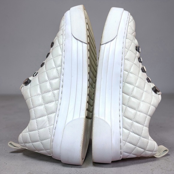 J Slides Aimee 8.5 White Quilted Leather Platform Sneakers Lace Up Shoes - Picture 8 of 11